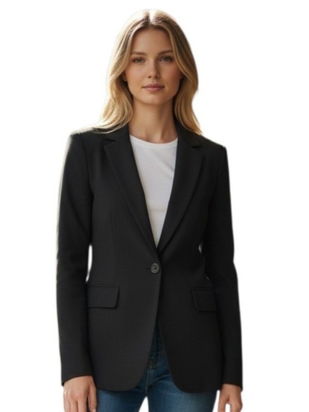Classic Black Single-Button Women's Blazer